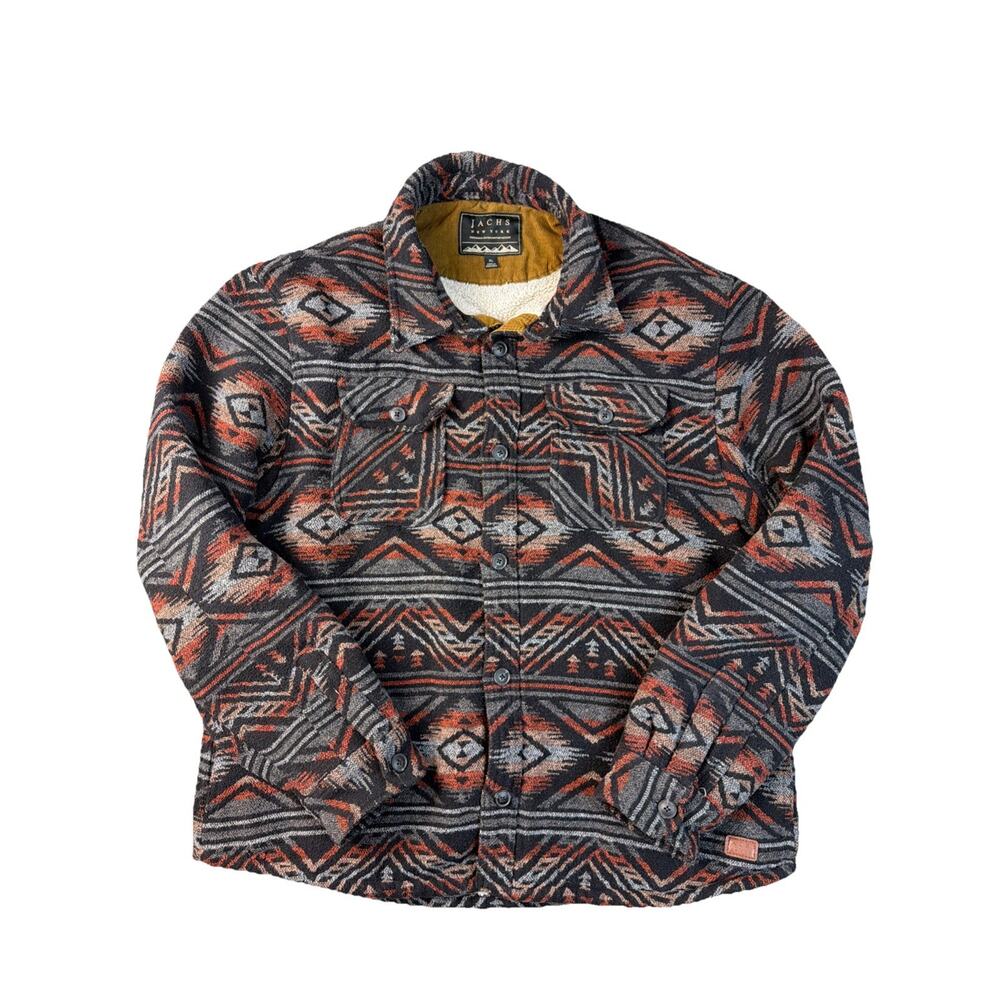 JACHS Jacket Men’s XL Aztec Wool Blend Shacket Sherpa Western Chore Barn Corduro